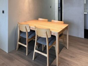 小吳手作家具 梣木餐桌椅組・灰藍椅墊款 - 小吳手作家具